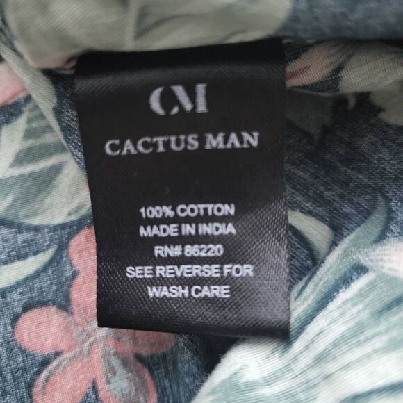 Cactus Man Ricky Singh Mens Size Medium Floral Button Down Shirt Green Pink - Picture 5 of 7